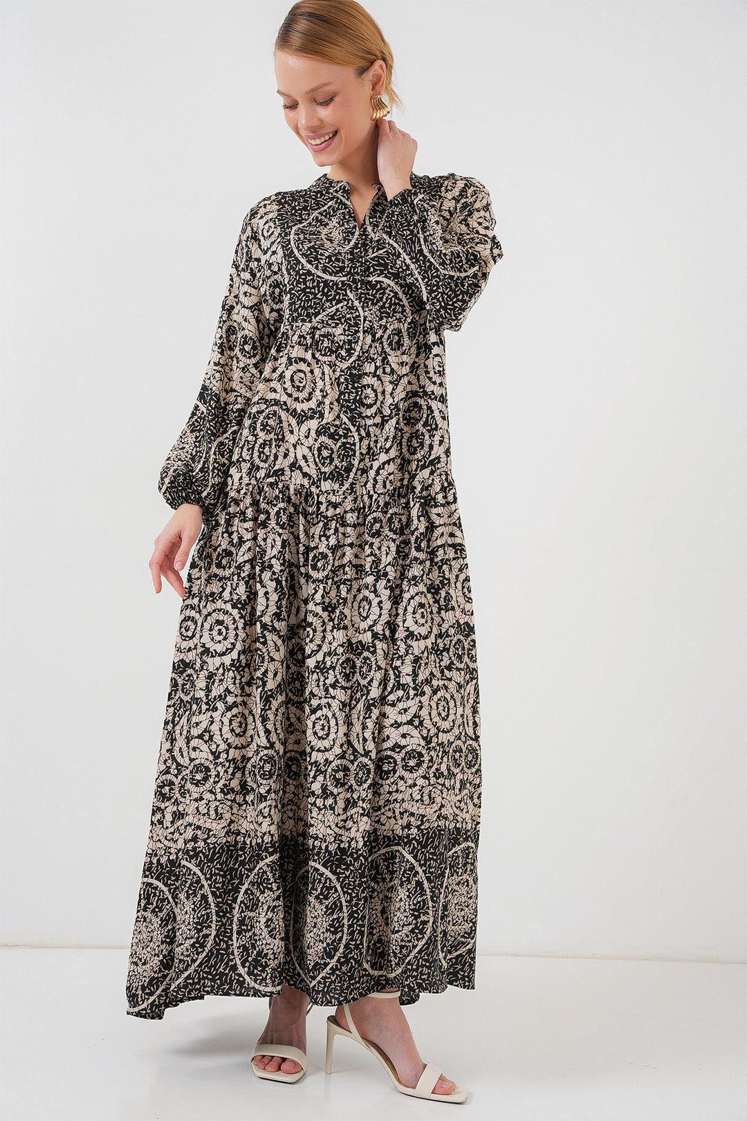 BGD Women Authentic Patterned Hijab Dress - Black 9 - Taxco de Alarcón