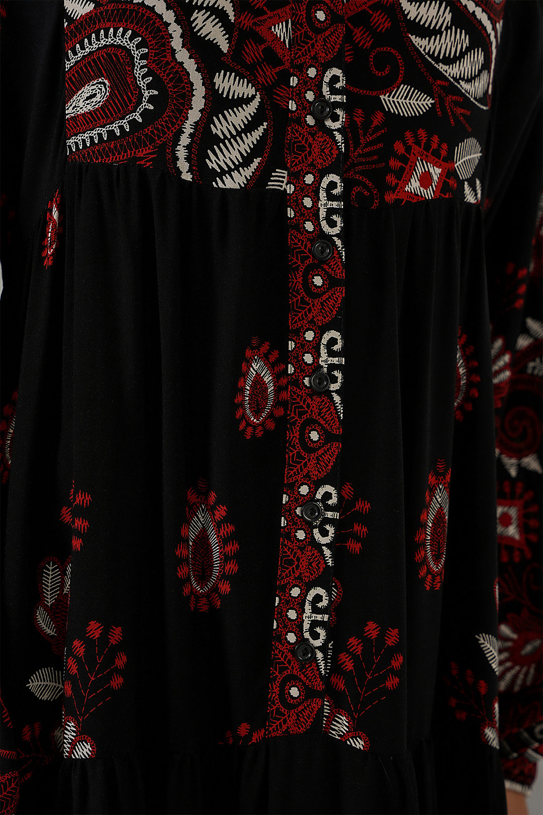 BGD Women Authentic Patterned Hijab Dress - Black - Burgundy - Cremona