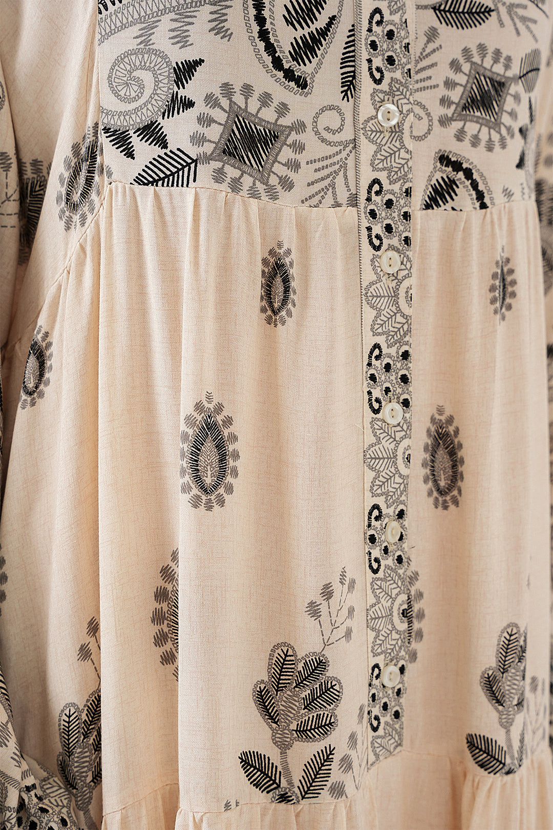 BGD Women Authentic Patterned Hijab Dress - Black - Cream - Acapulco de Juárez