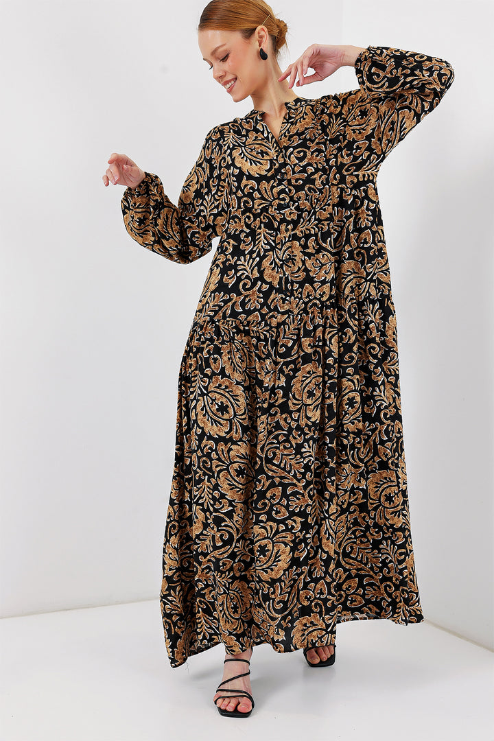 BGD Women Authentic Patterned Hijab Dress - Black10 - Adelanto