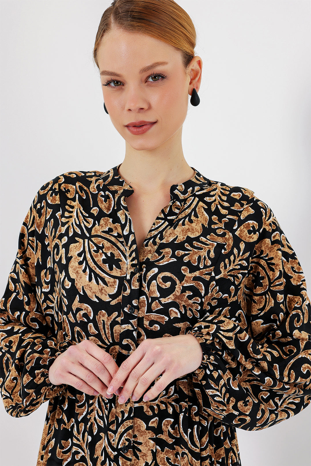BGD Women Authentic Patterned Hijab Dress - Black10 - Adelanto