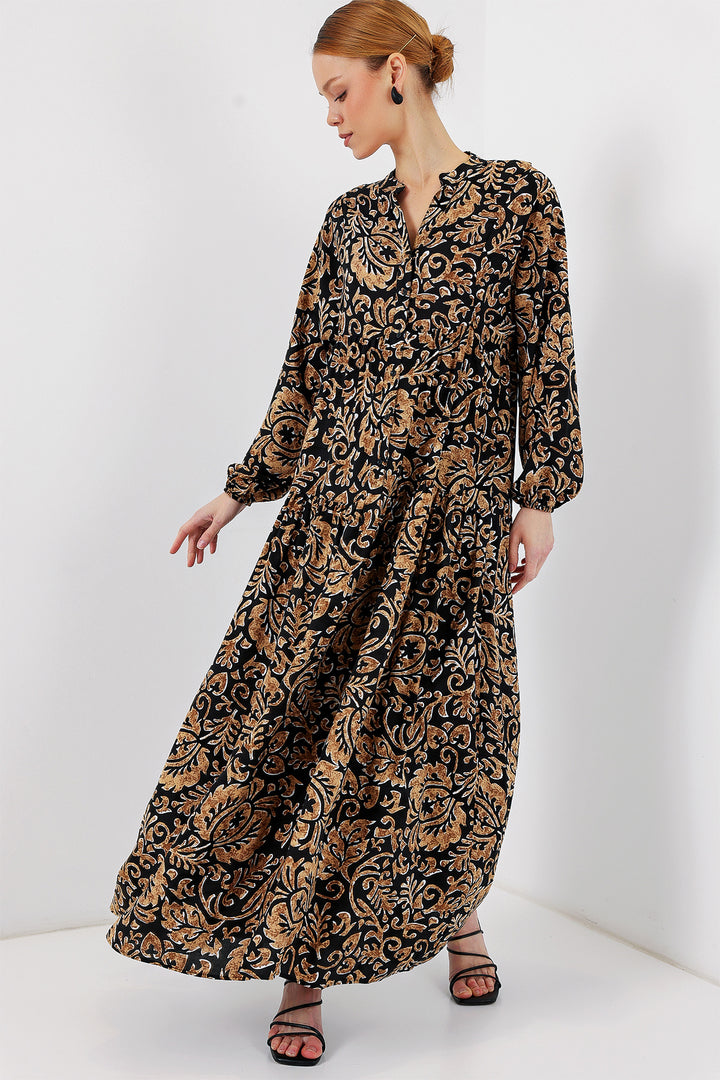BGD Women Authentic Patterned Hijab Dress - Black10 - Adelanto