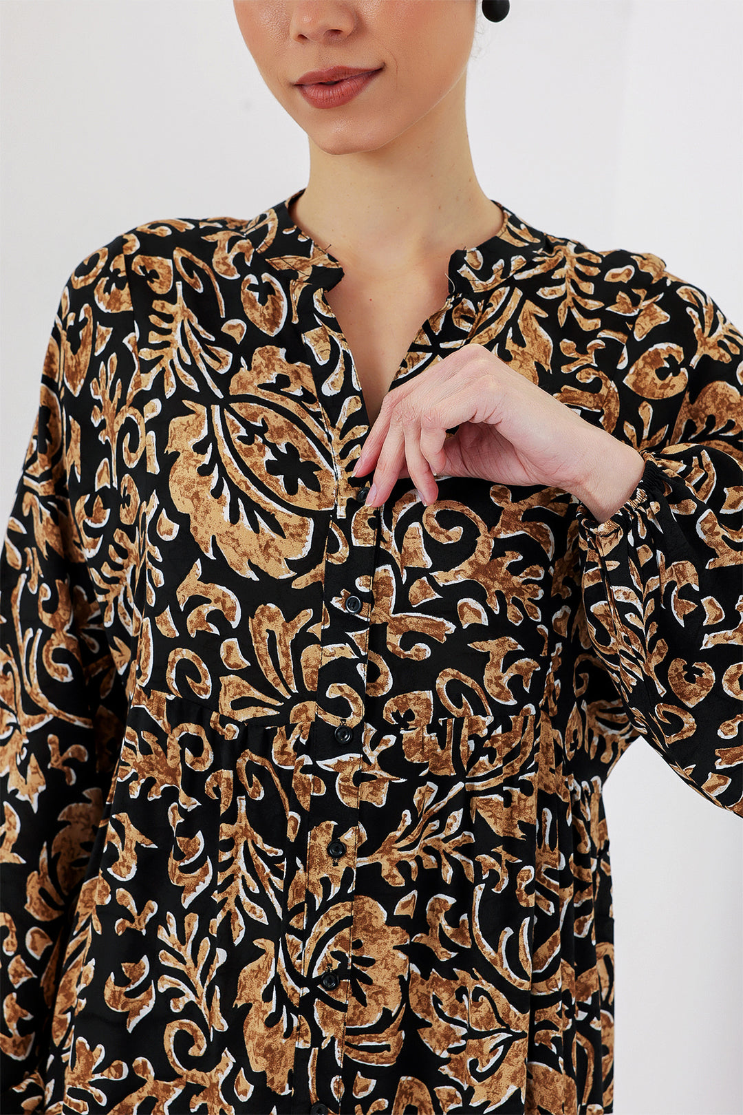 BGD Women Authentic Patterned Hijab Dress - Black10 - Adelanto