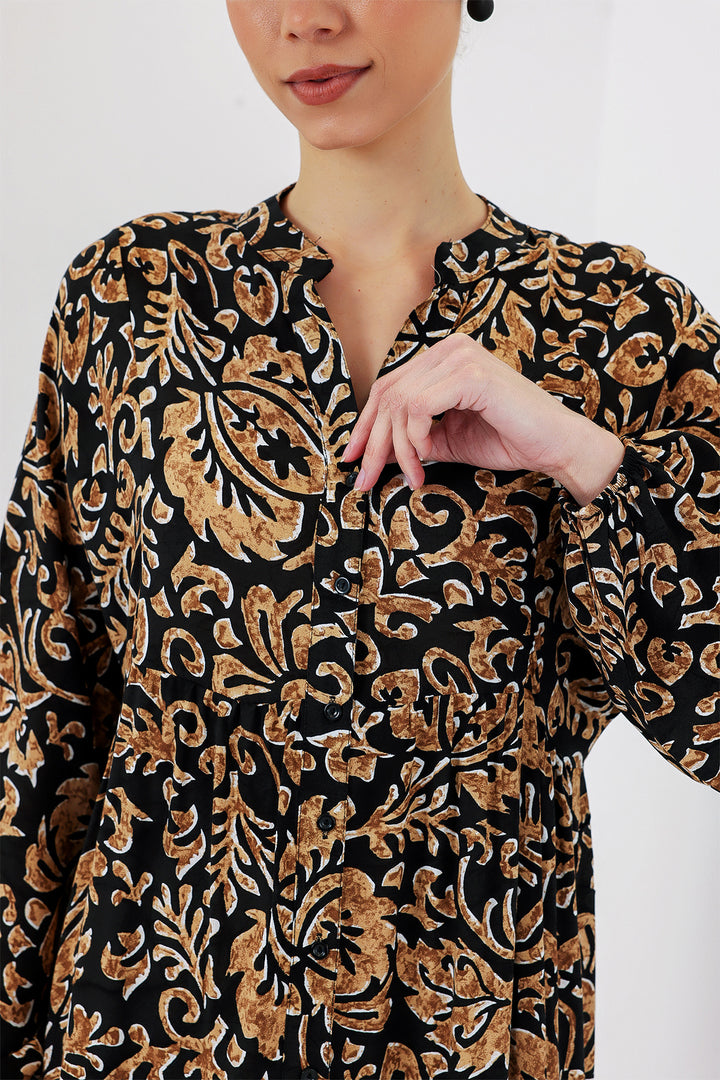 BGD Women Authentic Patterned Hijab Dress - Black10 - Adelanto