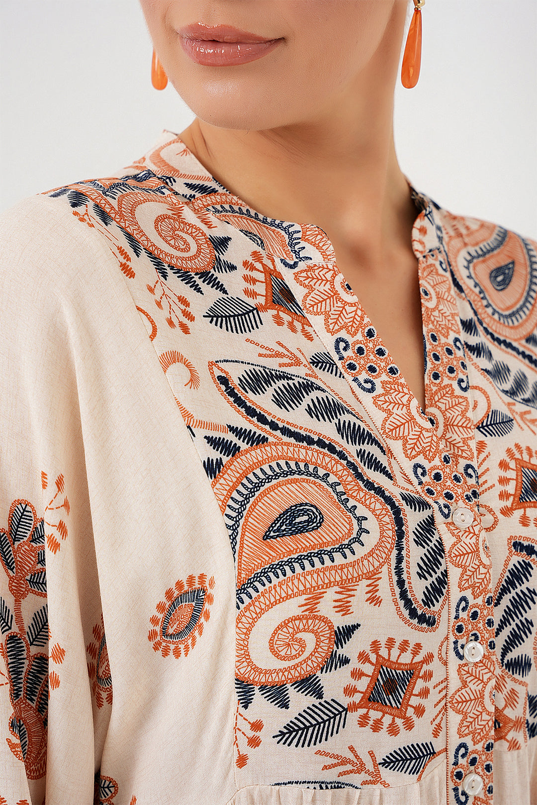 BGD Women Authentic Patterned Hijab Dress - ORANGE 1 - El Paso