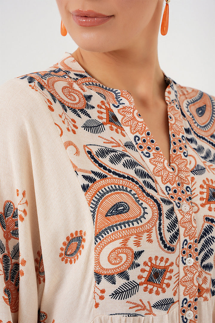 BGD Women Authentic Patterned Hijab Dress - ORANGE 1 - El Paso