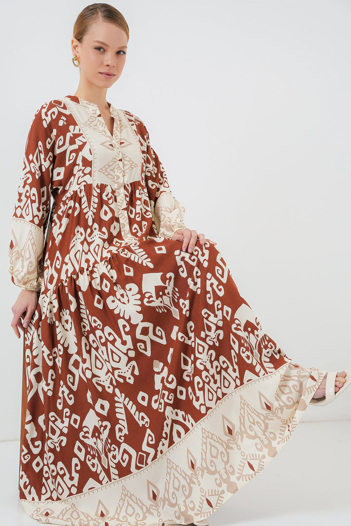 BGD Women Authentic Patterned Hijab Dress - Y.Terracotta - Heerhugowaard