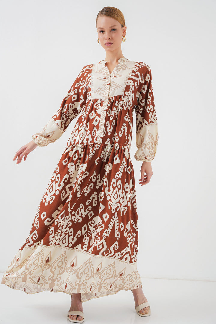 BGD Women Authentic Patterned Hijab Dress - Y.Terracotta - Heerhugowaard
