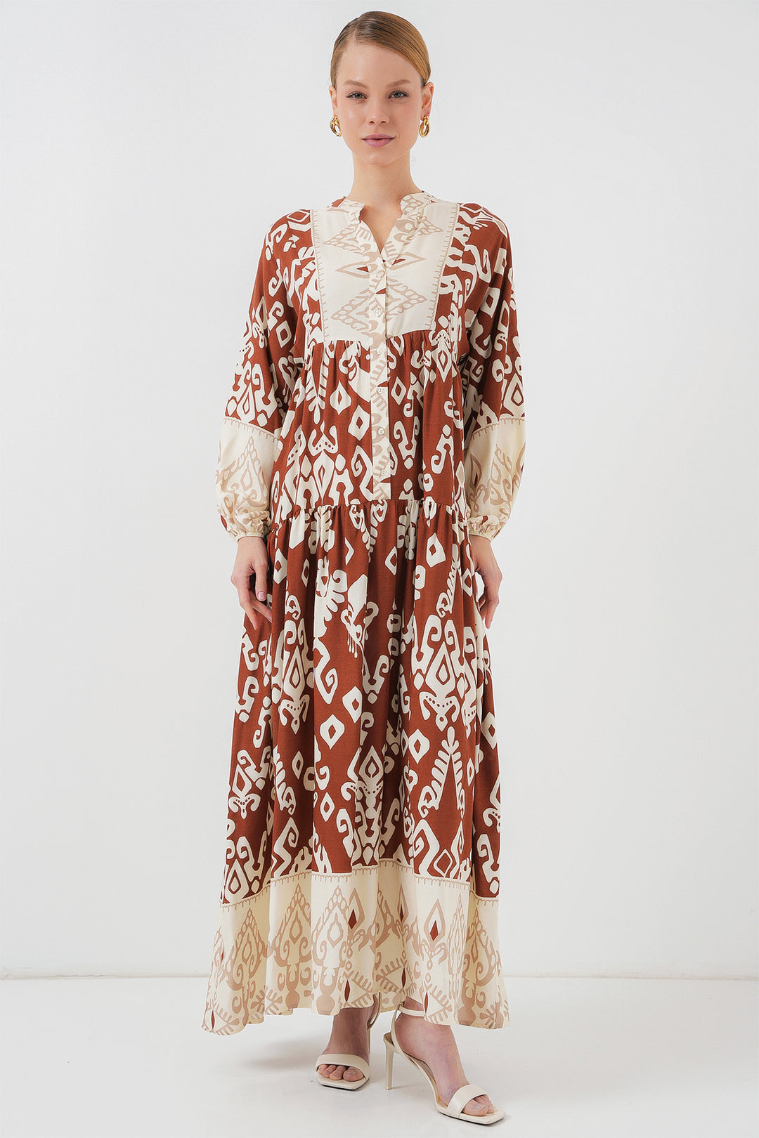 BGD Women Authentic Patterned Hijab Dress - Y.Terracotta - Heerhugowaard