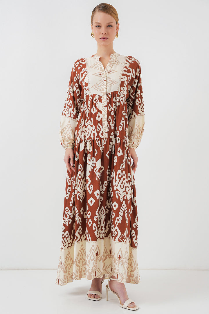 BGD Women Authentic Patterned Hijab Dress - Y.Terracotta - Heerhugowaard