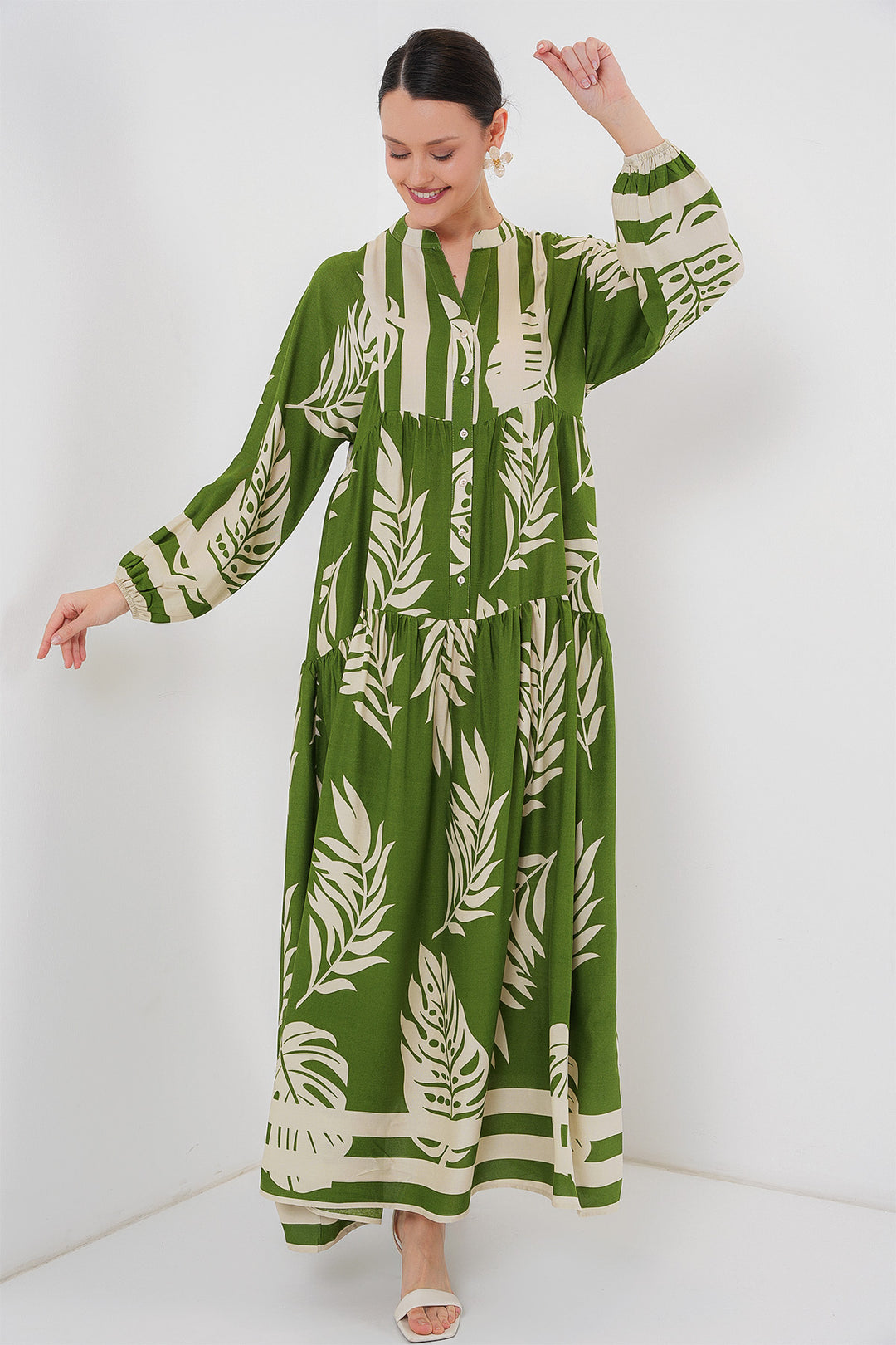 BGD Women Authentic Patterned Hijab Dress - Green 5 - Perth
