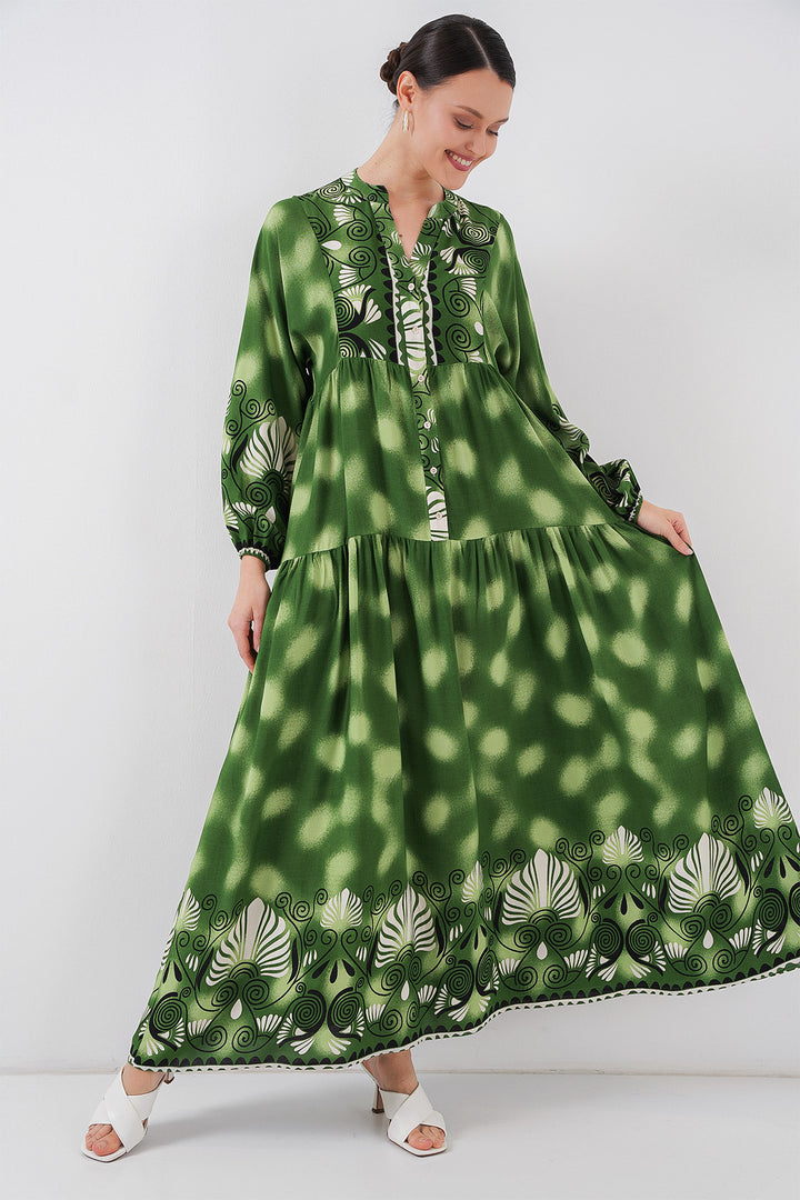 BGD Women Authentic Patterned Hijab Dress - Green 6 - Bettendorf