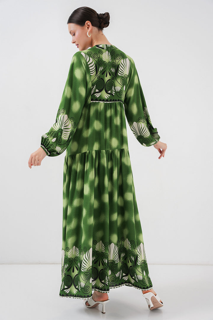 BGD Women Authentic Patterned Hijab Dress - Green 6 - Bettendorf