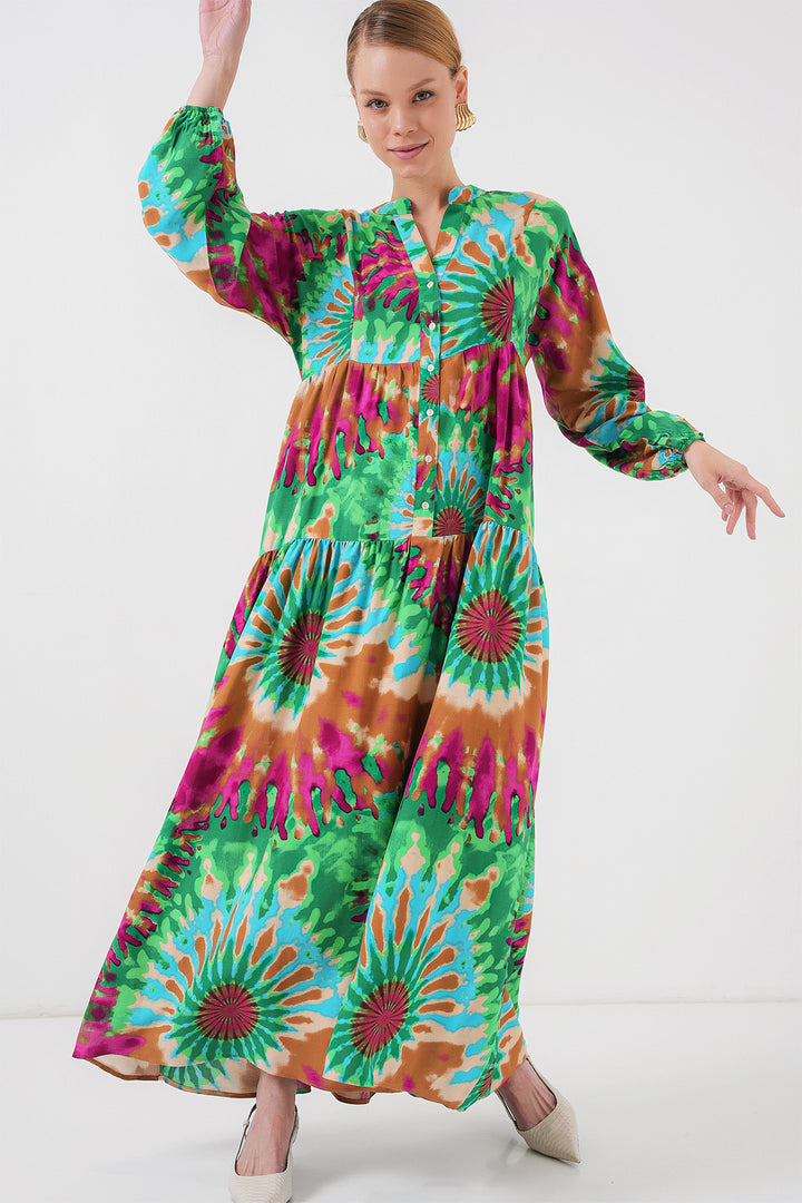 BGD Women Authentic Patterned Hijab Dress - Green 9 - Zhovti Vody