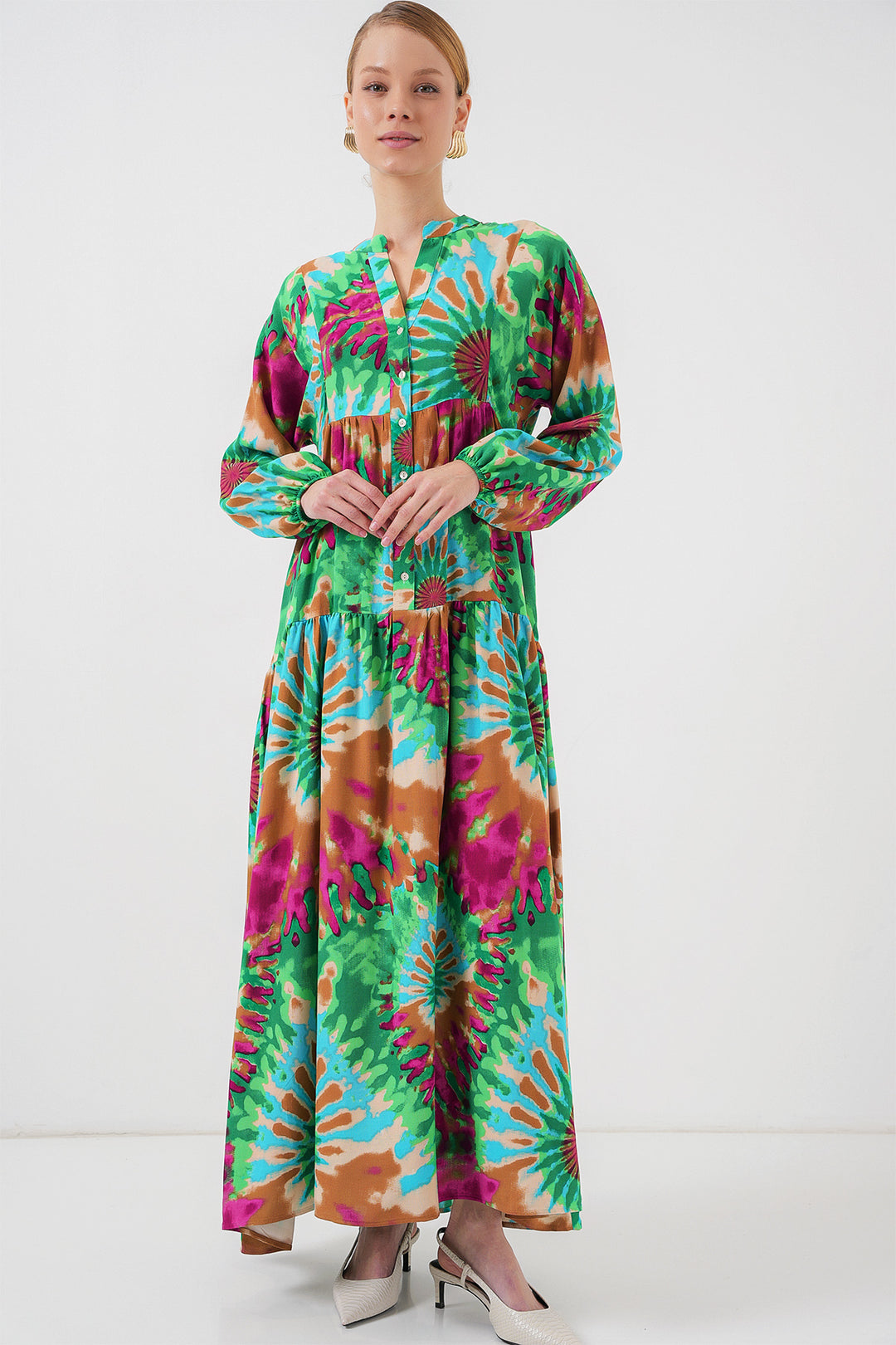 BGD Women Authentic Patterned Hijab Dress - Green 9 - Zhovti Vody