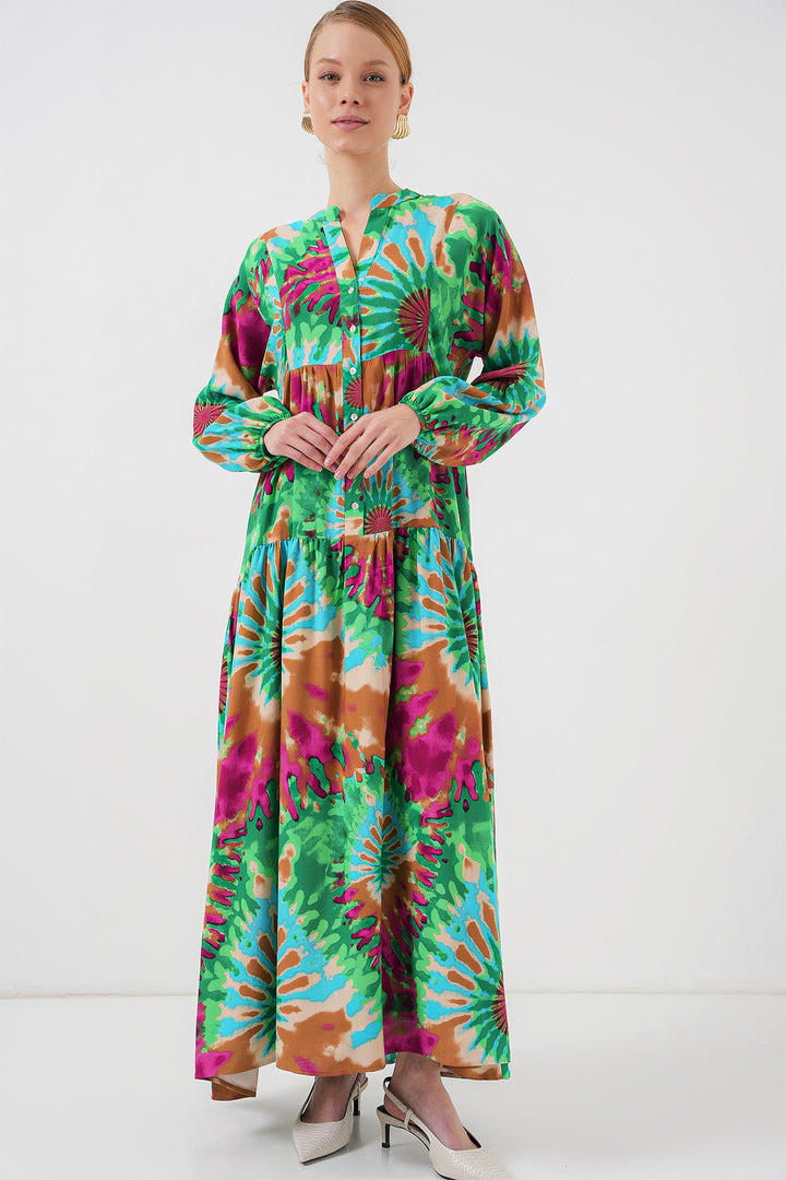 BGD Women Authentic Patterned Hijab Dress - Green 9 - Zhovti Vody