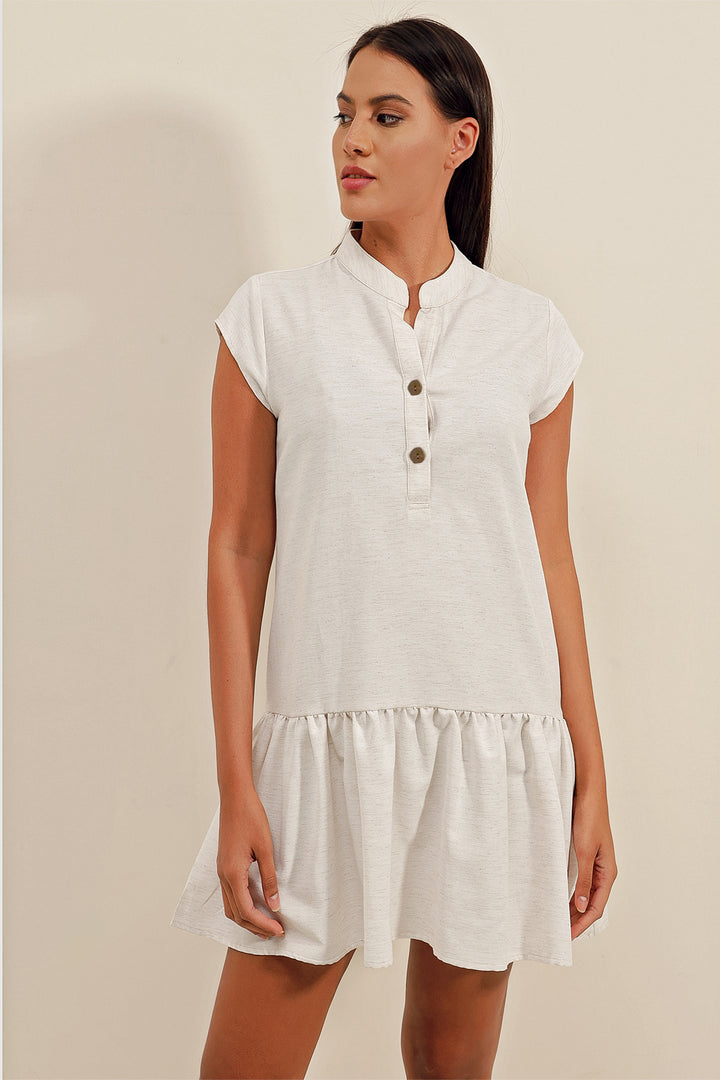 BGD Women Linen Mini Dress - Ecru - Avondale