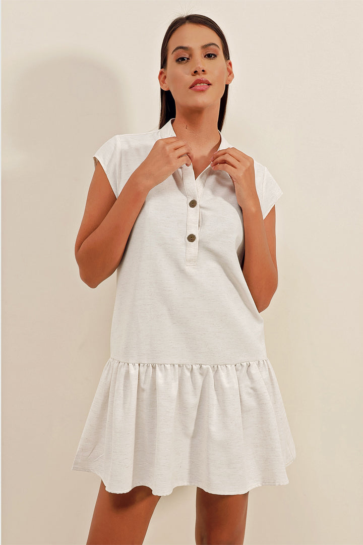 BGD Women Linen Mini Dress - Ecru - Avondale