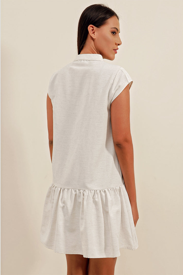 BGD Women Linen Mini Dress - Ecru - Avondale
