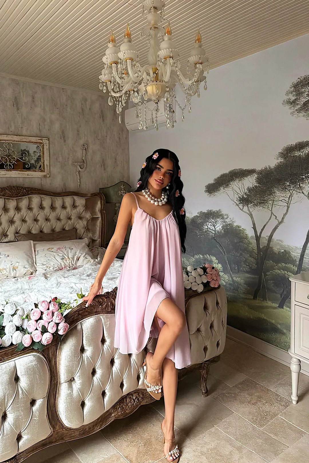 EYY Women Powder Pink Strappy Midi Dress - Bronx