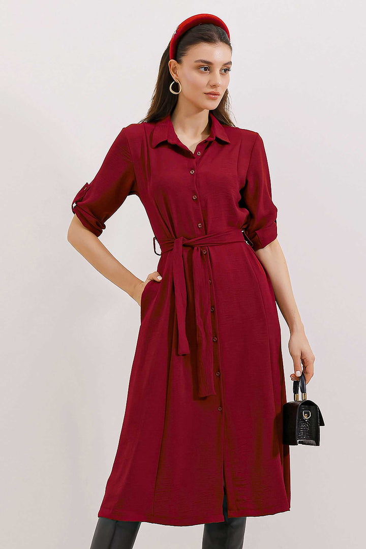 BGD Women Woman Red Belted Shirt Dress 2442 - Ingolstadt