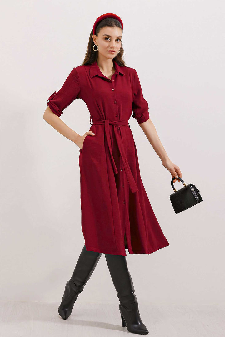 BGD Women Woman Red Belted Shirt Dress 2442 - Ingolstadt