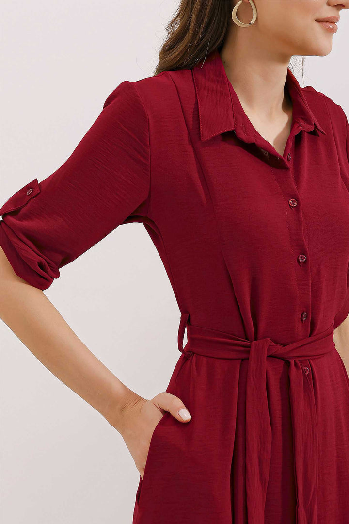 BGD Women Woman Red Belted Shirt Dress 2442 - Ingolstadt