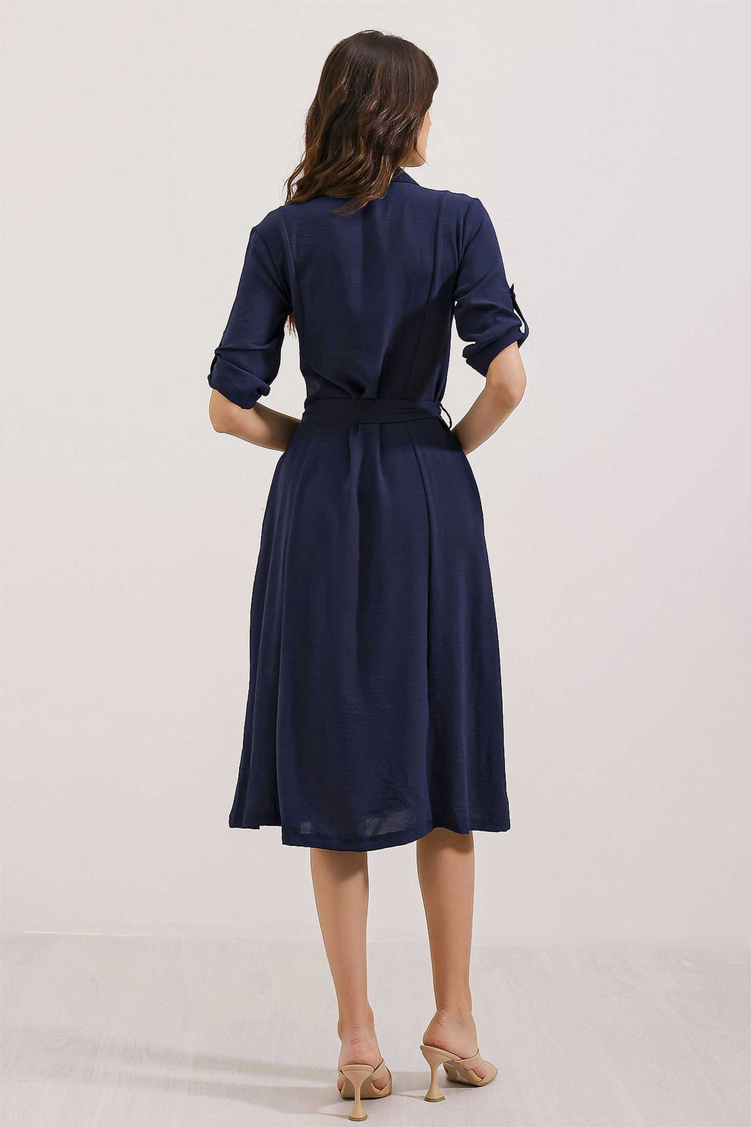 BGD Women Woman Blue Belted Shirt Dress 2442 - Schaarbeek