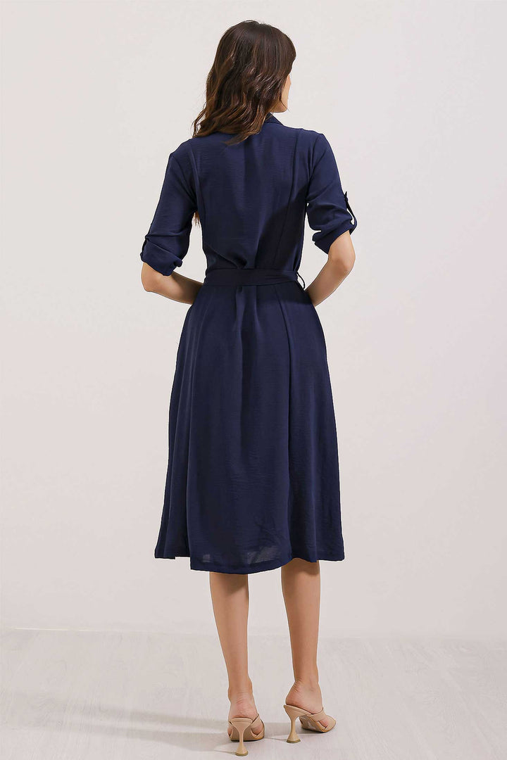 BGD Women Woman Blue Belted Shirt Dress 2442 - Schaarbeek