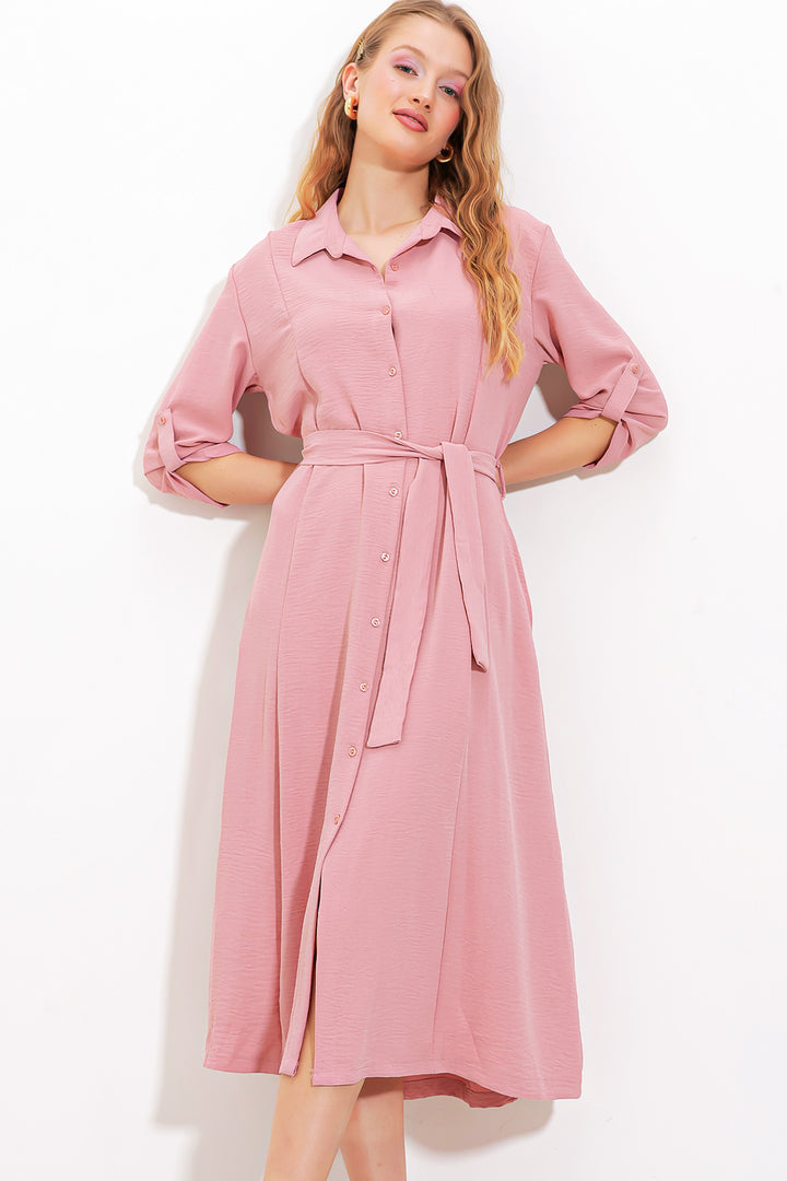BGD Women Woman Powder Belted Shirt Dress 2442 - Avondale