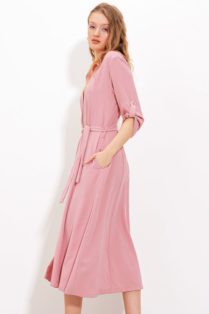 BGD Women Woman Powder Belted Shirt Dress 2442 - Avondale
