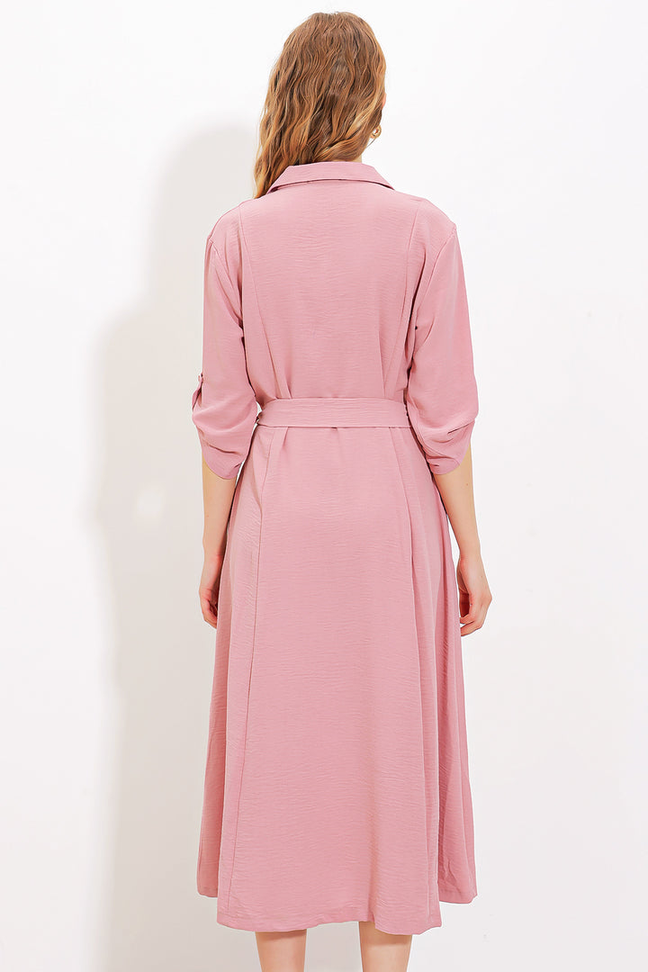 BGD Women Woman Powder Belted Shirt Dress 2442 - Avondale