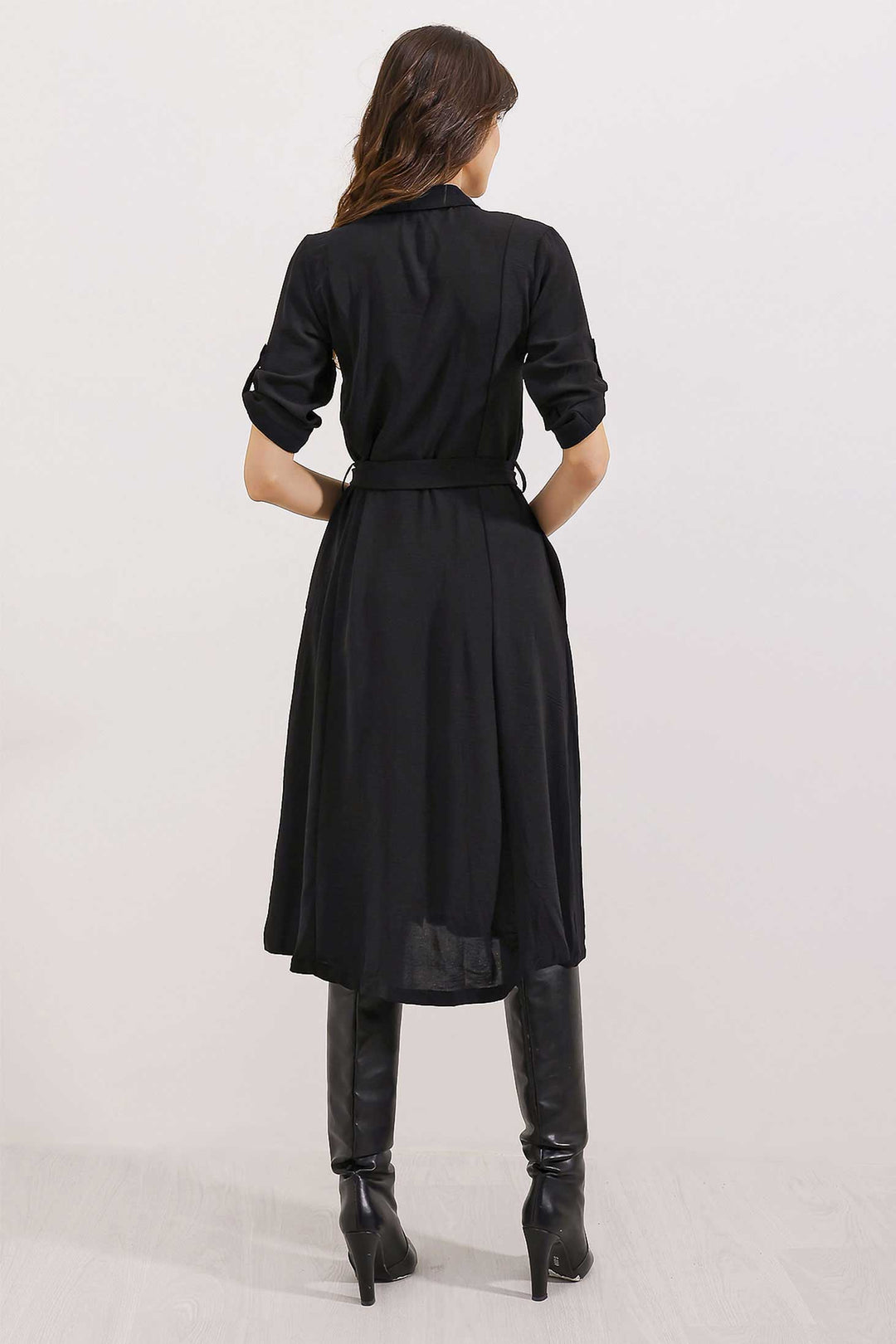 BGD Women Woman Black Belted Shirt Dress 2442 - Avondale