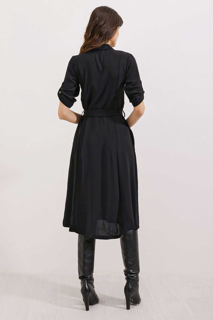 BGD Women Woman Black Belted Shirt Dress 2442 - Avondale