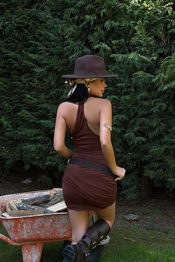 EYY Women Dark Brown Kawos Dress - Brandon