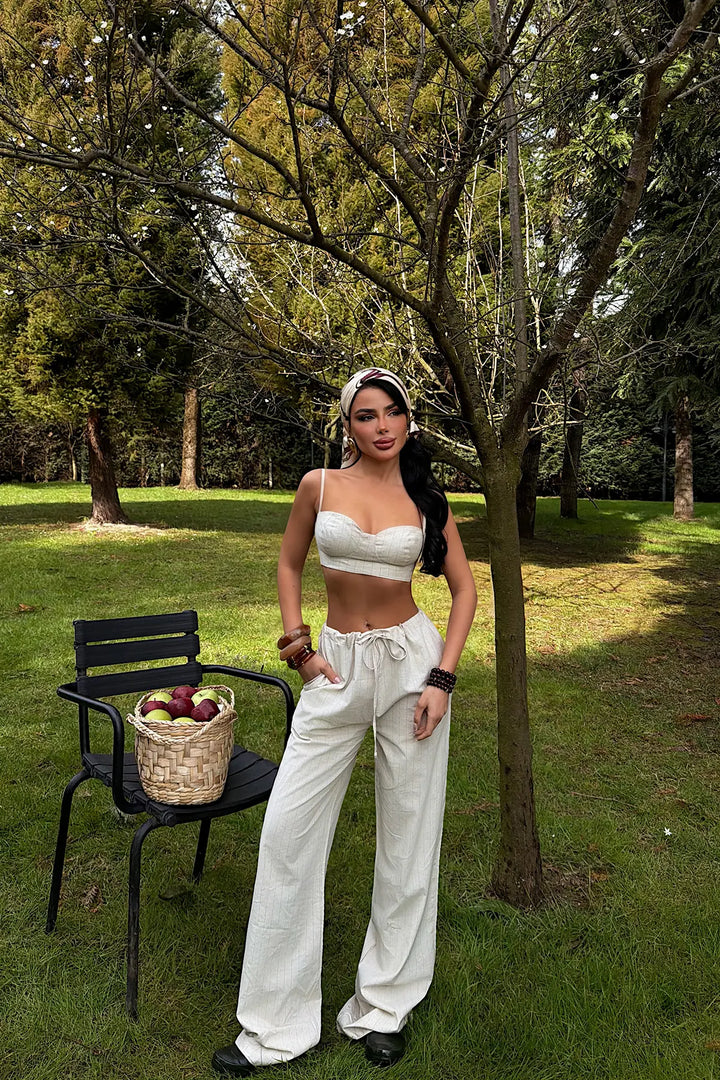 EYY Women Cream Strappy Bustier and Pants Set - Springfield