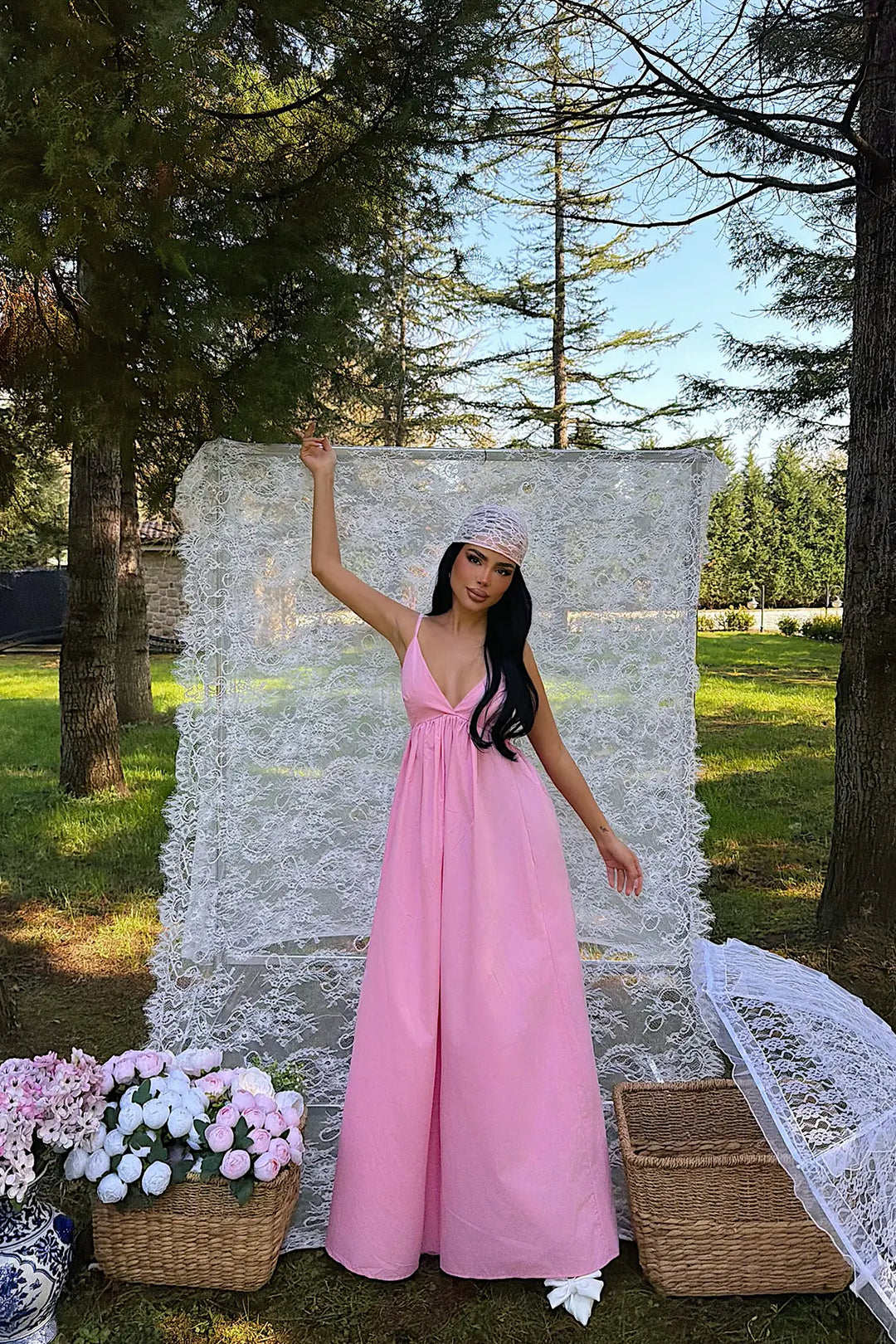 EYY Women Pink Strappy Long Dress - St. Peters