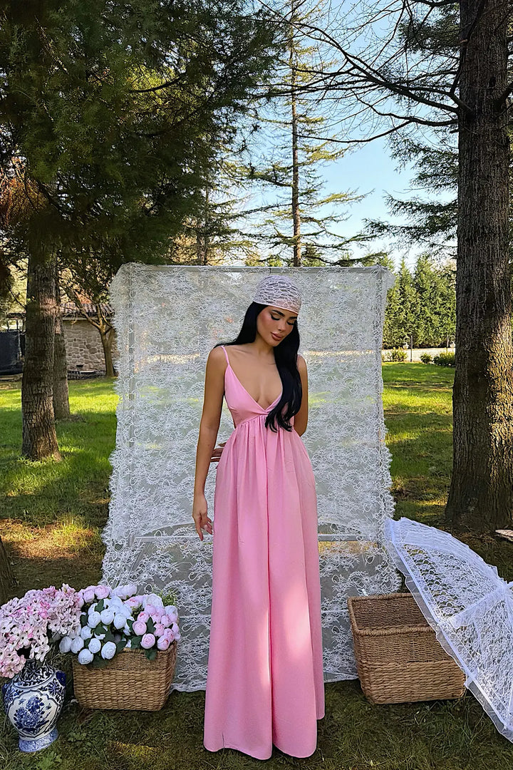 EYY Women Pink Strappy Long Dress - St. Peters