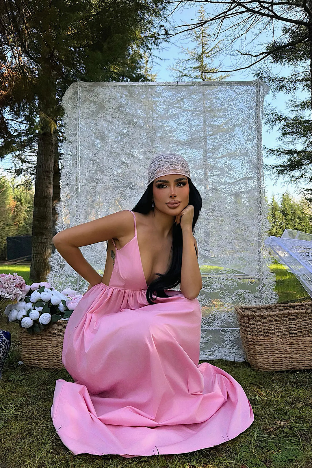 EYY Women Pink Strappy Long Dress - St. Peters
