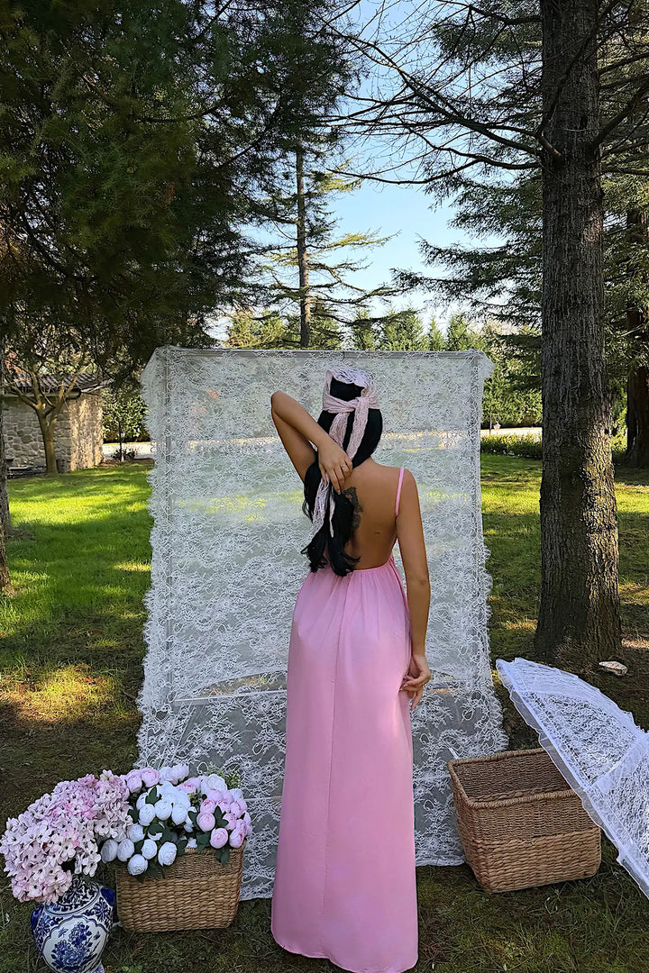 EYY Women Pink Strappy Long Dress - St. Peters