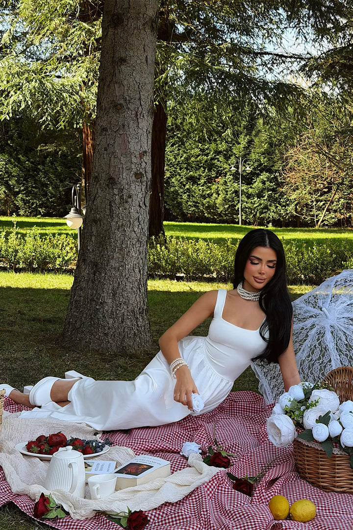 EYY Women White Strappy Long Dress - Altamura