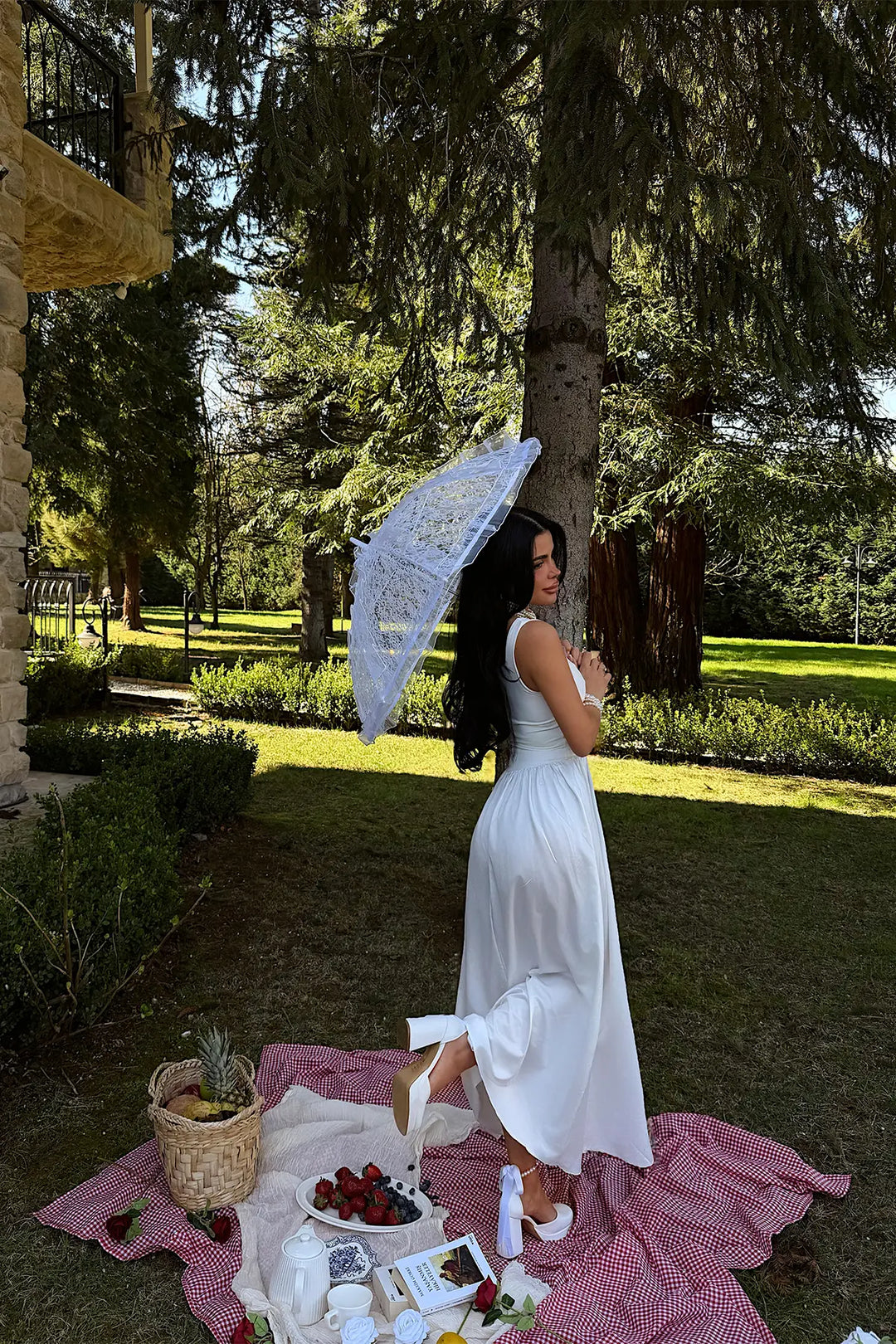 EYY Women White Strappy Long Dress - Altamura