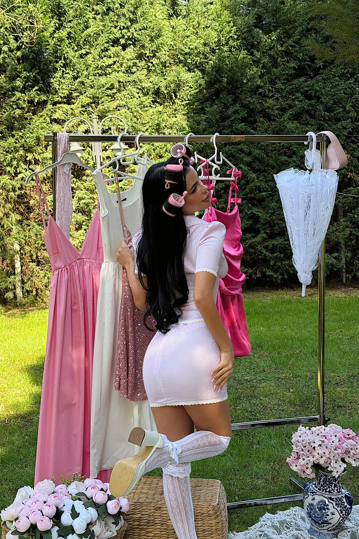 EYY Women Pink Striped Skirt Set - Camberley