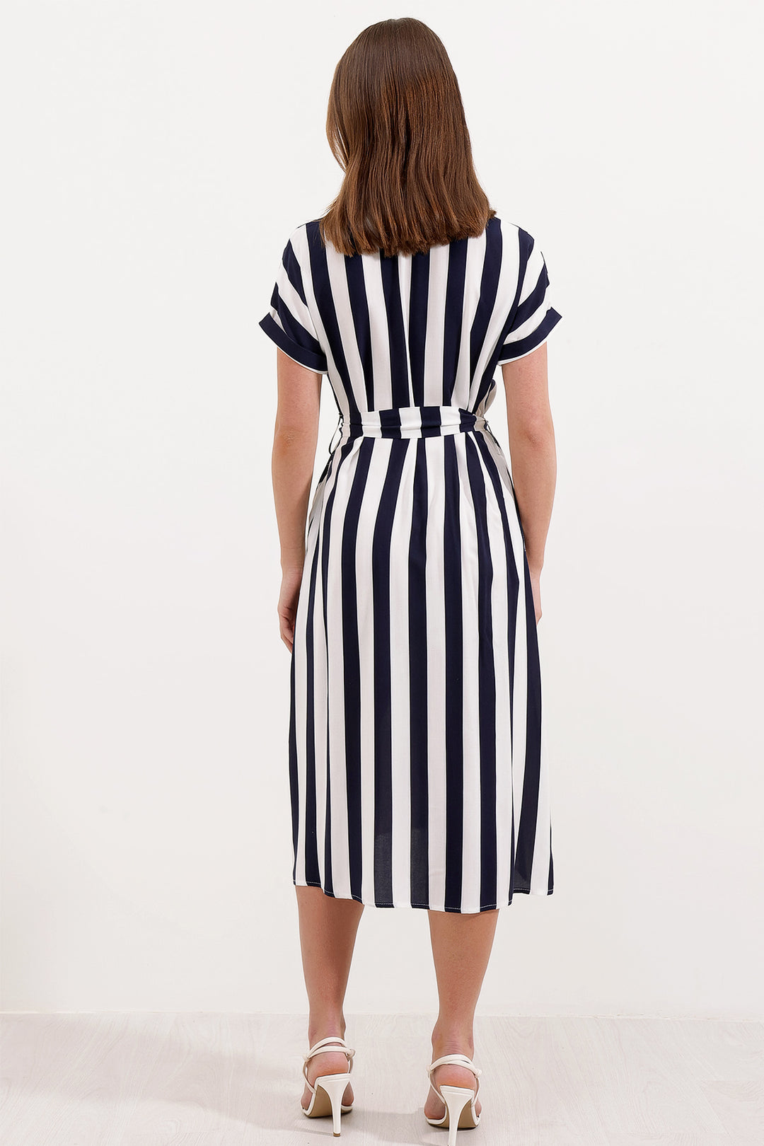 BGD Women Striped Shirt Dress - Navy Blue - Bornheim