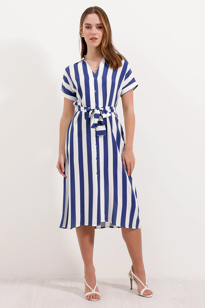 BGD Women Striped Shirt Dress - Blue - Avondale