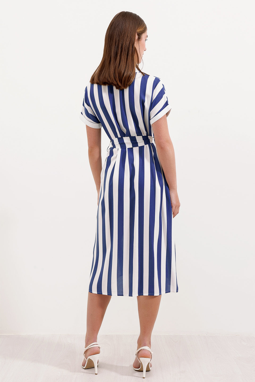 BGD Women Striped Shirt Dress - Blue - Avondale