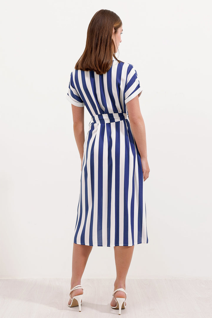 BGD Women Striped Shirt Dress - Blue - Avondale
