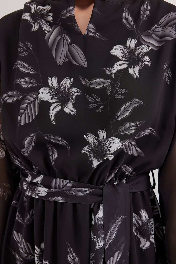 BGD Women Lined Patterned Tulle Dress - Black - Avondale