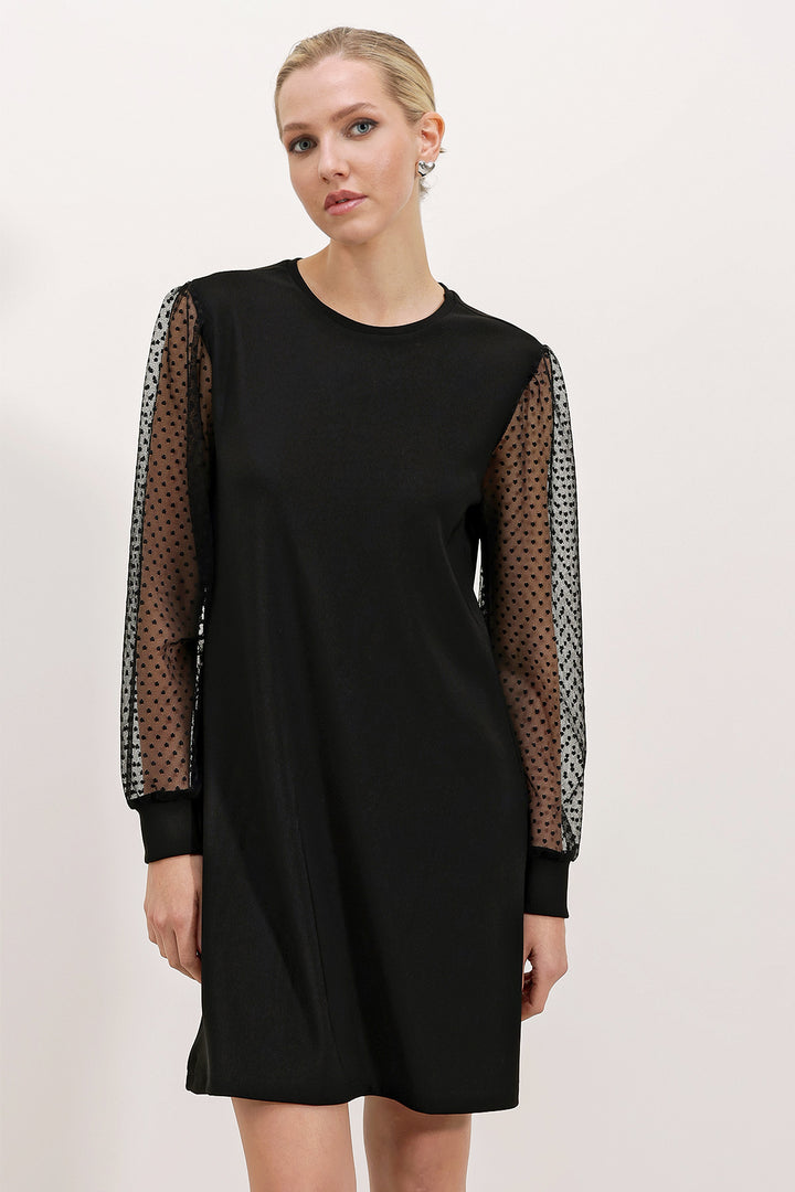 BGD Women Tulle Sleeve Mini Dress - Black - Avondale
