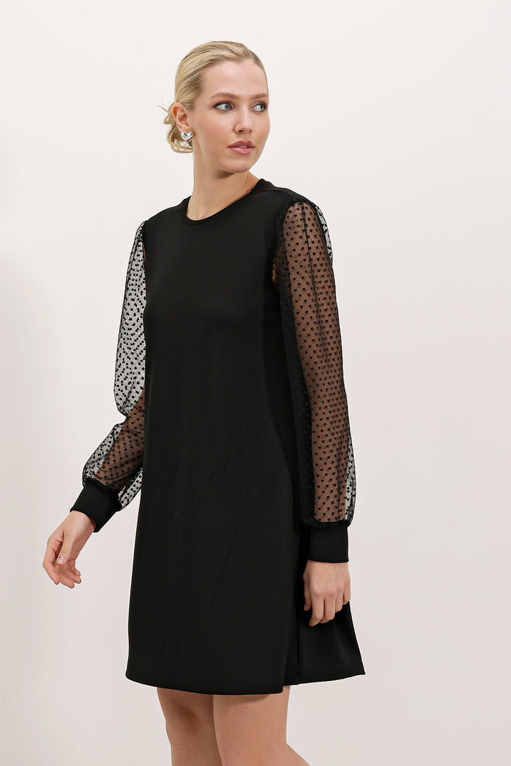 BGD Women Tulle Sleeve Mini Dress - Black - Avondale